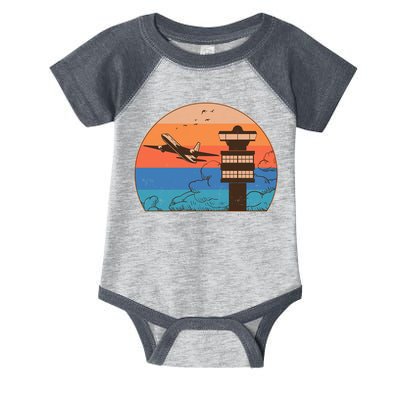 Vintage Airplane Flight Controller Tower Infant Baby Jersey Bodysuit