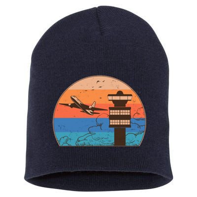 Vintage Airplane Flight Controller Tower Short Acrylic Beanie