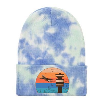 Vintage Airplane Flight Controller Tower Tie Dye 12in Knit Beanie