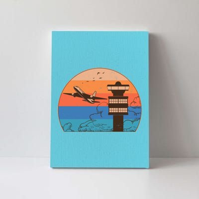 Vintage Airplane Flight Controller Tower Canvas