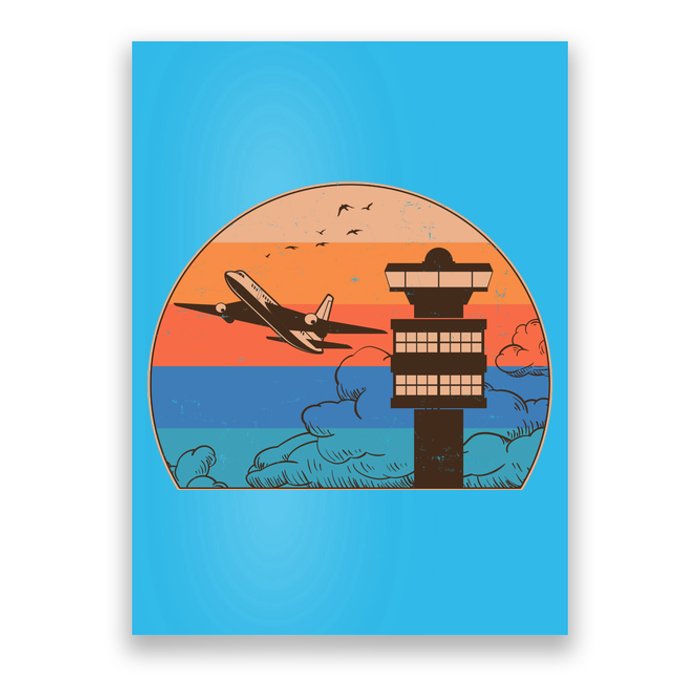 Vintage Airplane Flight Controller Tower Poster