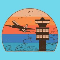 Vintage Airplane Flight Controller Tower Poster