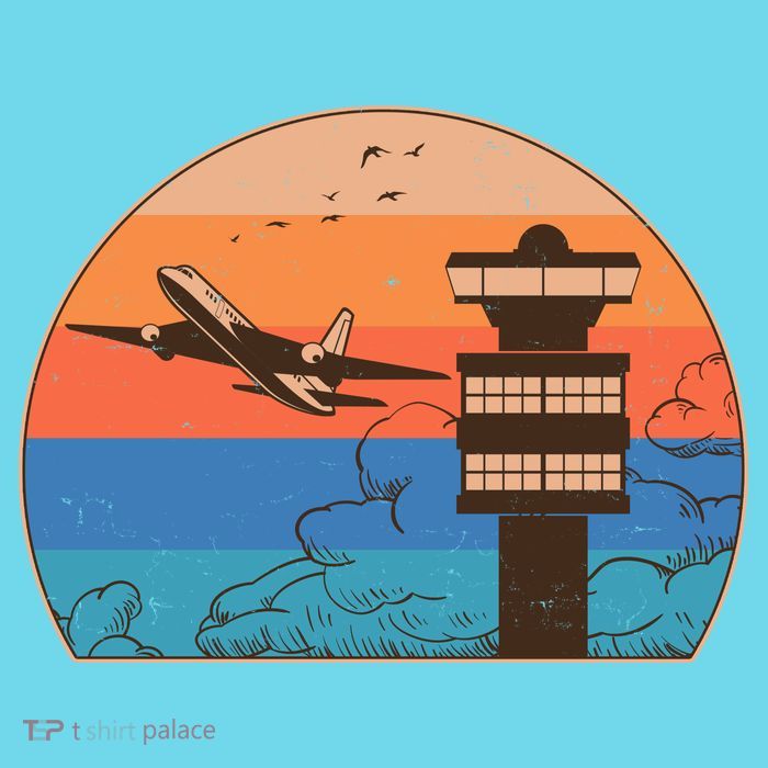 Vintage Airplane Flight Controller Tower Poster