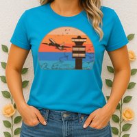 Vintage Airplane Flight Controller Tower Womens T-Shirt