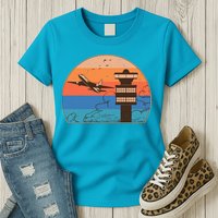 Vintage Airplane Flight Controller Tower Womens T-Shirt