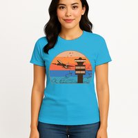 Vintage Airplane Flight Controller Tower Womens T-Shirt