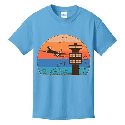 Vintage Airplane Flight Controller Tower Kids T-Shirt