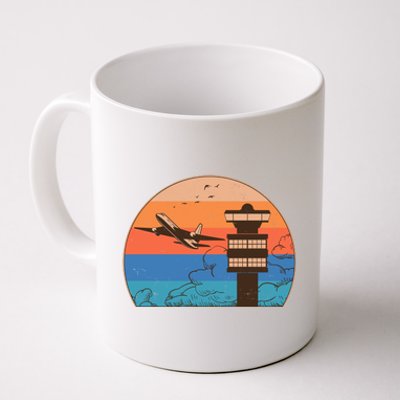 Vintage Airplane Flight Controller Tower Coffee Mug