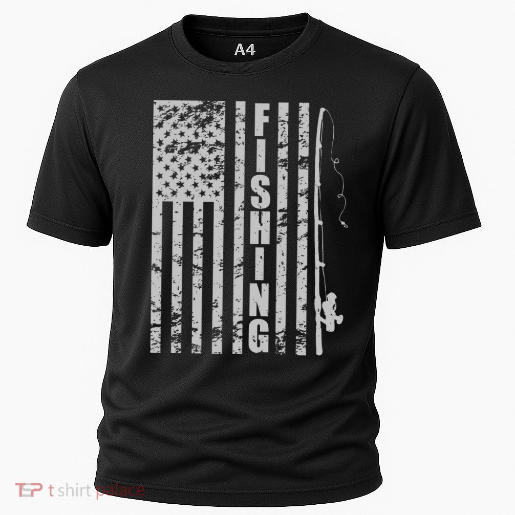 Vintage American Fishing Flag Pole USA Performance Shirt