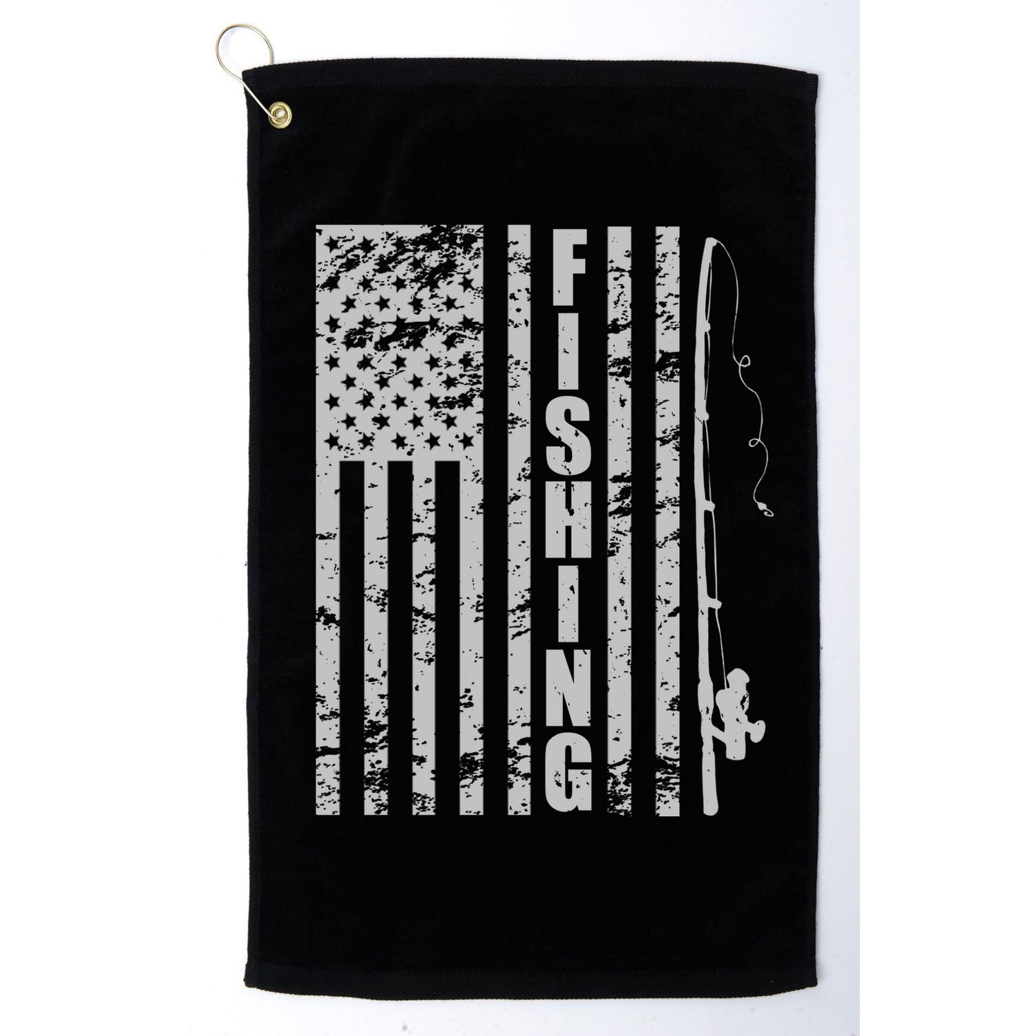 Vintage American Fishing Flag Pole USA Golf Towel