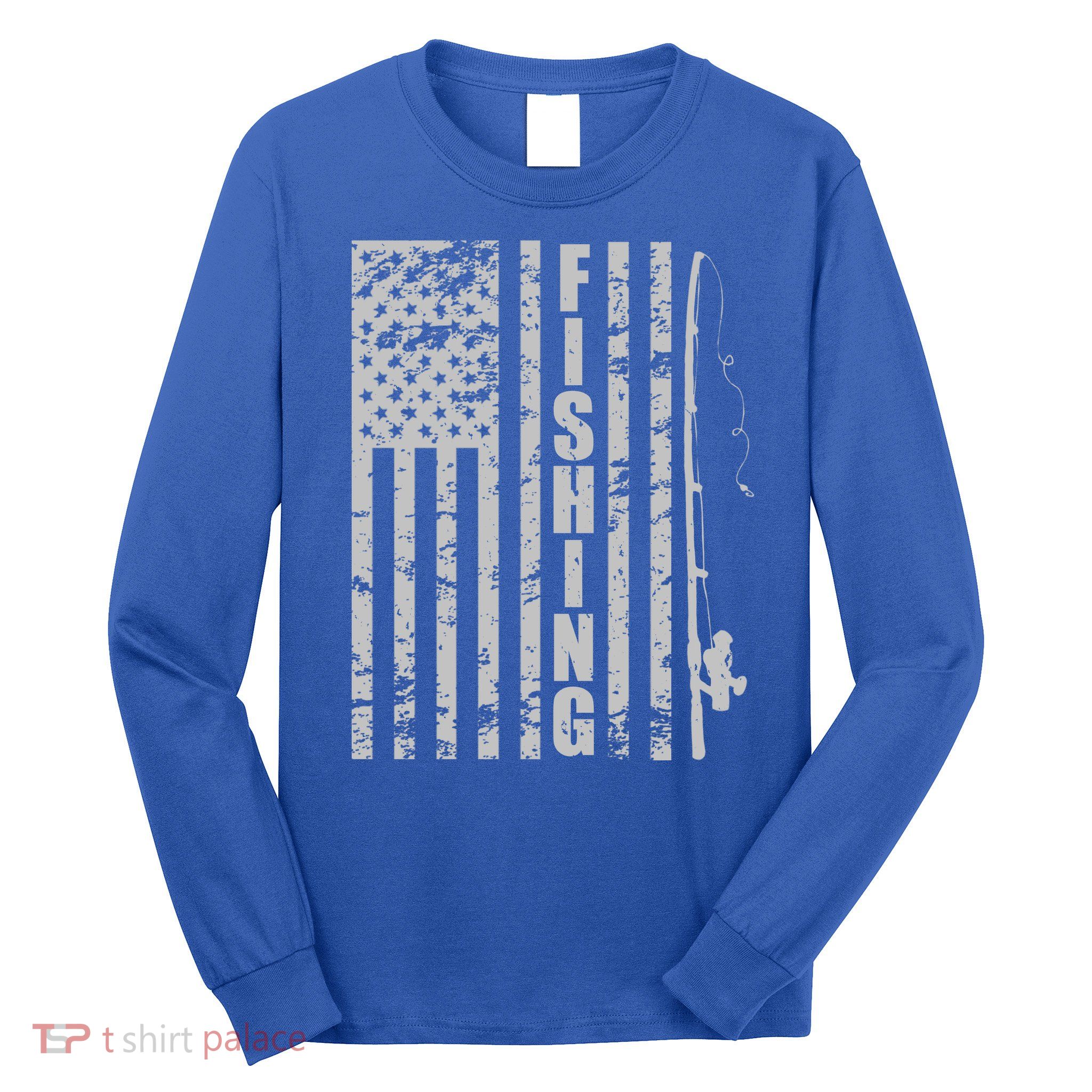 Vintage American Fishing Flag Pole USA Long Sleeve Shirt