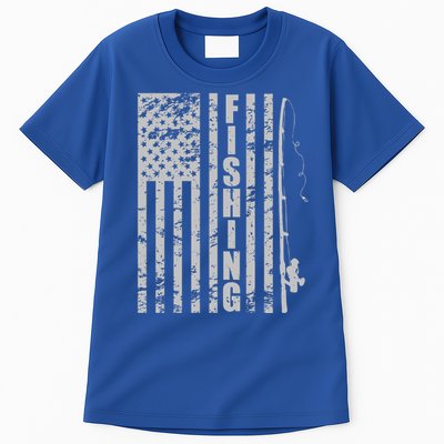 Vintage American Fishing Flag Pole USA Tall T-Shirt