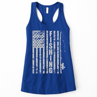 Vintage American Fishing Flag Pole USA Womens Tank Top