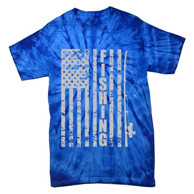 Vintage American Fishing Flag Pole USA Tie-Dye T-Shirt