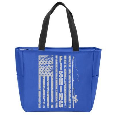 Vintage American Fishing Flag Pole USA Zip Tote Bag
