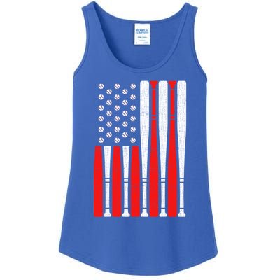 Vintage American Flag Baseball Dad 4th Of July Meaningful Gift Ladies Essential Tank