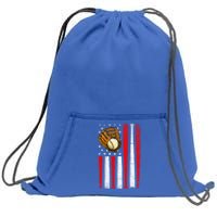 Vintage American Flag Baseball Lovers Patriotic Mom Dad Gift Sweatshirt Cinch Pack Bag