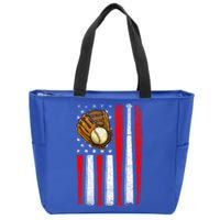 Vintage American Flag Baseball Lovers Patriotic Mom Dad Gift Zip Tote Bag