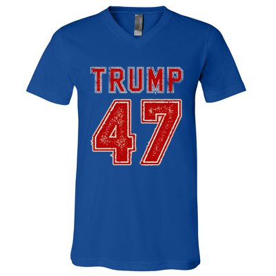 Vintage American Flag Trump 2024 Gift V-Neck T-Shirt