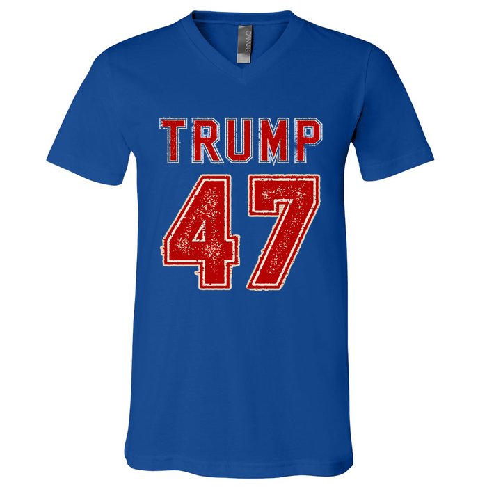 Vintage American Flag Trump 2024 Gift V-Neck T-Shirt