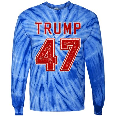 Vintage American Flag Trump 2024 Gift Tie-Dye Long Sleeve Shirt