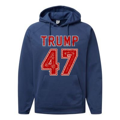 Vintage American Flag Trump 2024 Gift Performance Fleece Hoodie