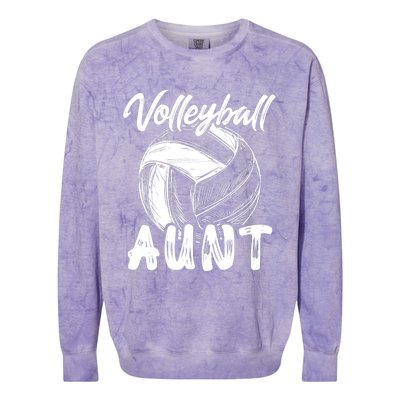 Volleyball Aunt For Wo Family Matching Player Team Auntie Colorblast Crewneck Sweatshirt