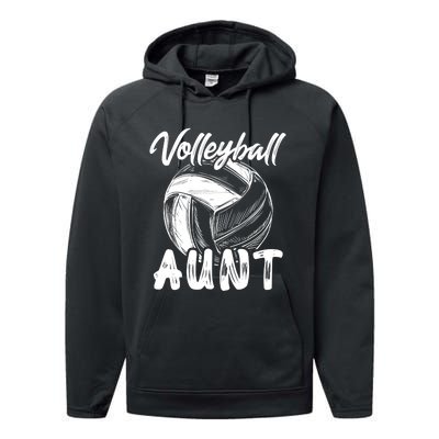 Volleyball Aunt For Wo Family Matching Player Team Auntie Performance Fleece Hoodie