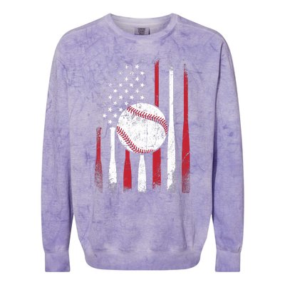 Vintage American Flag Baseball Team For Boy Girl Wo Colorblast Crewneck Sweatshirt