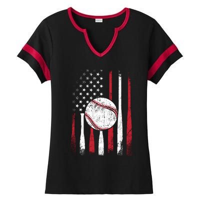 Vintage American Flag Baseball Team For Boy Girl Wo Ladies Halftime Notch Neck Tee