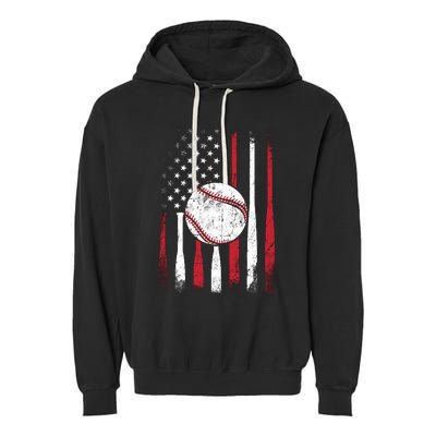 Vintage American Flag Baseball Team For Boy Girl Wo Garment-Dyed Fleece Hoodie