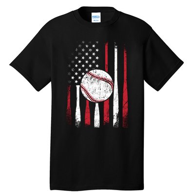 Vintage American Flag Baseball Team For Boy Girl Wo Tall T-Shirt