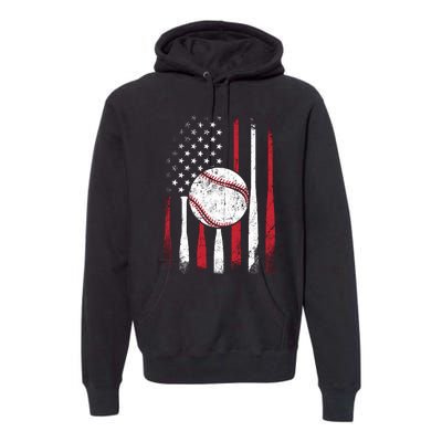 Vintage American Flag Baseball Team For Boy Girl Wo Premium Hoodie