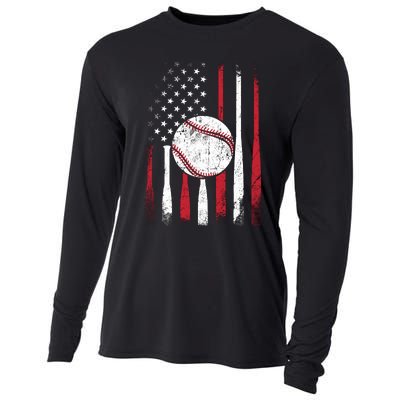 Vintage American Flag Baseball Team For Boy Girl Wo Cooling Performance Long Sleeve Crew