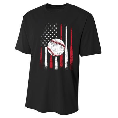 Vintage American Flag Baseball Team For Boy Girl Wo Performance Sprint T-Shirt