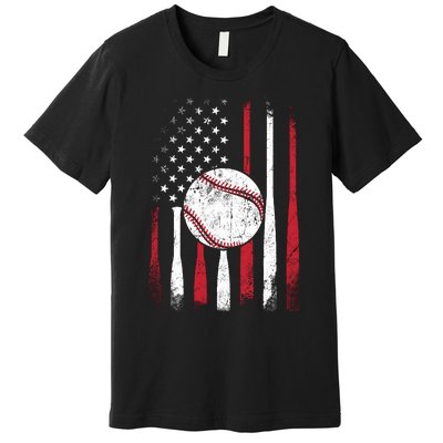 Vintage American Flag Baseball Team For Boy Girl Wo Premium T-Shirt