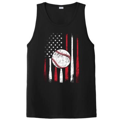 Vintage American Flag Baseball Team For Boy Girl Wo PosiCharge Competitor Tank