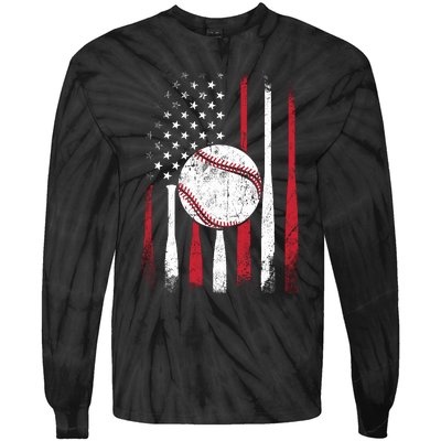 Vintage American Flag Baseball Team For Boy Girl Wo Tie-Dye Long Sleeve Shirt