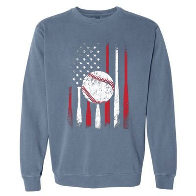 Vintage American Flag Baseball Team For Boy Girl Wo Garment-Dyed Sweatshirt