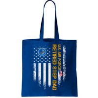 Vintage American Flag Us Air Force Proud Retired Step Dad Gift Tote Bag