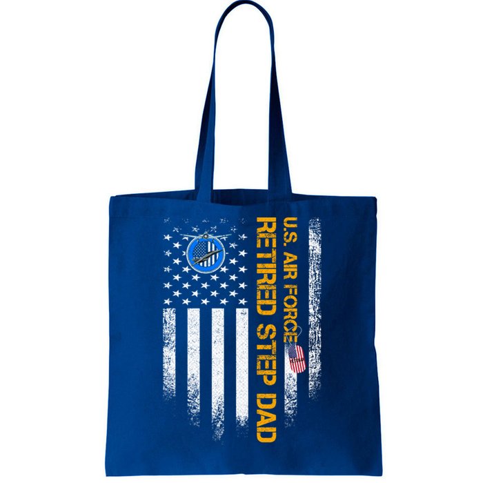 Vintage American Flag Us Air Force Proud Retired Step Dad Gift Tote Bag