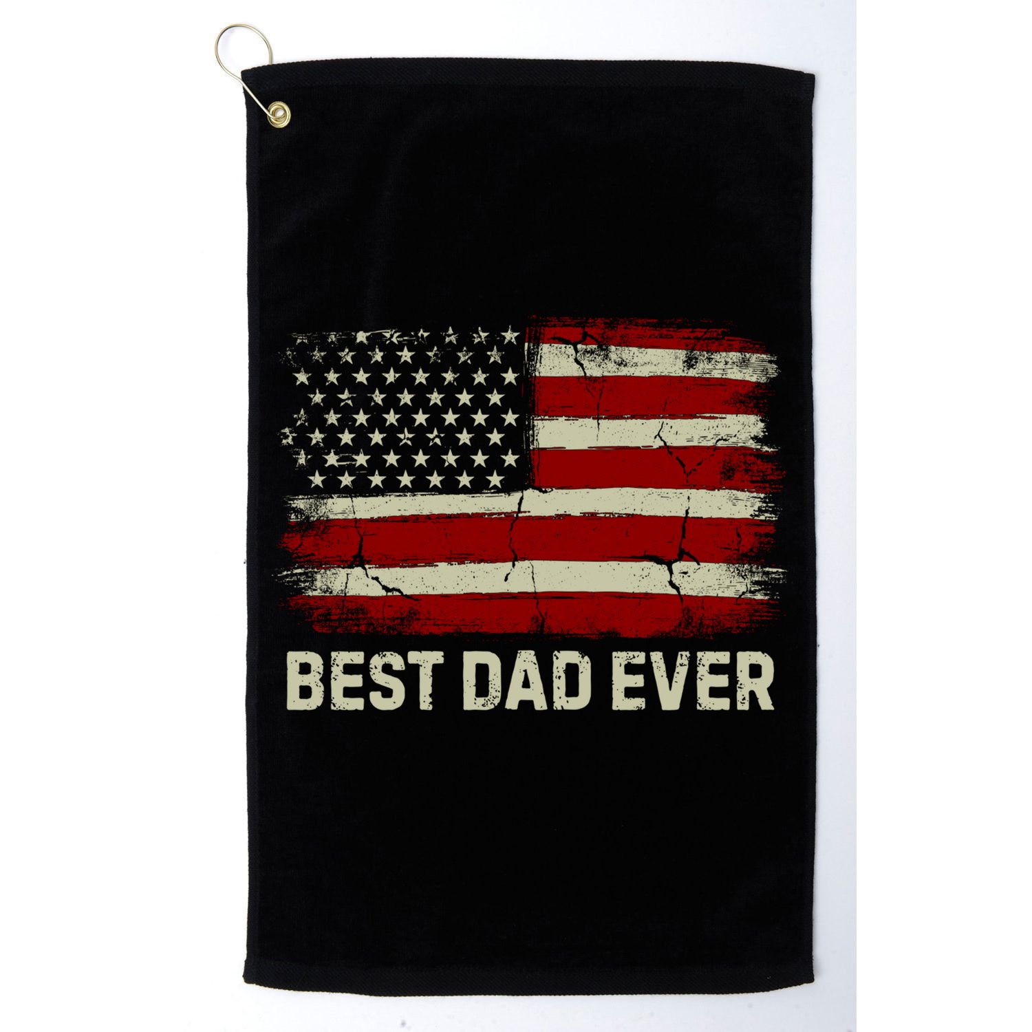 Vintage American Flag Funny Patriotic Best American Dad Ever Gift Golf Towel