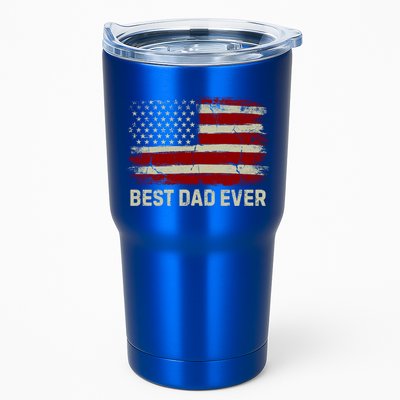 Vintage American Flag Funny Patriotic Best American Dad Ever Gift Tumbler