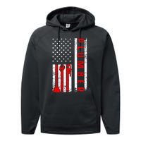 Vintage American Flag Plumber Handyman Performance Fleece Hoodie