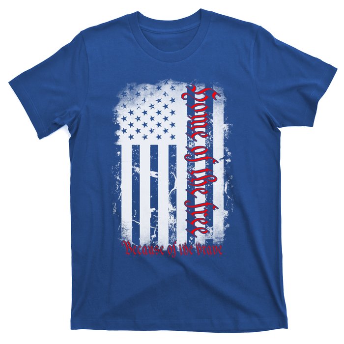 Vintage American Flag Home Of The Free Because Of The Brave Gift T-Shirt