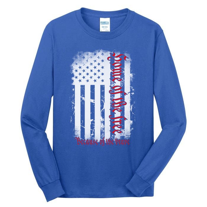 Vintage American Flag Home Of The Free Because Of The Brave Gift Tall Long Sleeve T-Shirt