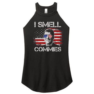 Vintage American Flag Funny Political I Smell Commies Women’s Perfect Tri Rocker Tank