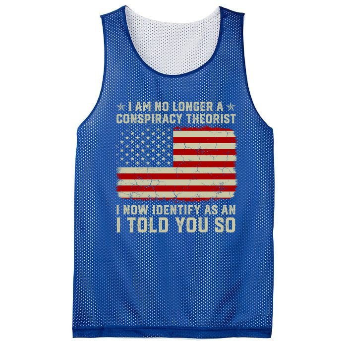 Vintage American Flag I Am No Longer A Conspiracy Theorist Funny Gift Mesh Reversible Basketball Jersey Tank