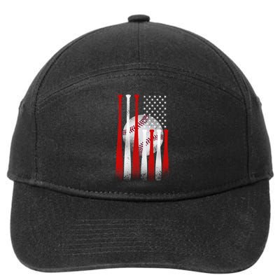 Vintage American Flag Baseball Cool Gift Baseball Fans Gift 7-Panel Snapback Hat