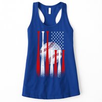 Vintage American Flag Baseball Cool Gift Baseball Fans Gift Womens Tank Top